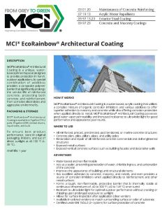 MCI EcoRainbow Architectural Coating Page 1